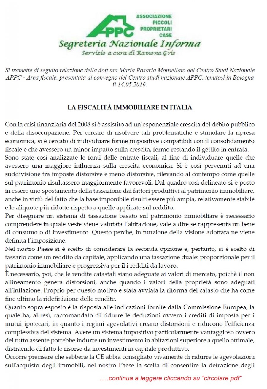 LA FISCALITA' IMMOBILIARE 