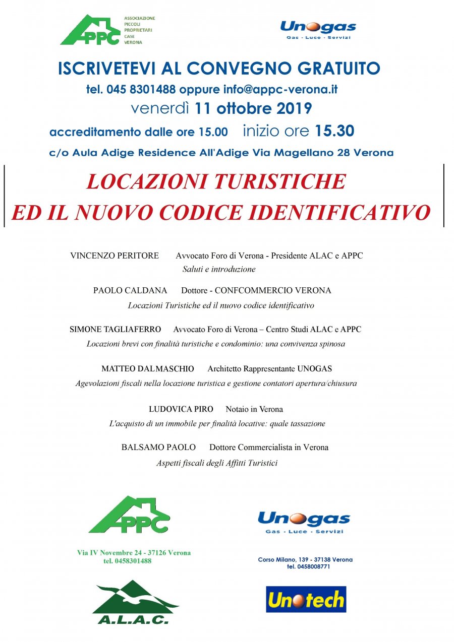 CONVEGNO: AFFITTI TURISTICI ED IL NUOVO CODICE IDENTIFICATIVO