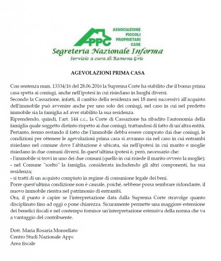 AGEVOLAZIONI PRIMA CASA