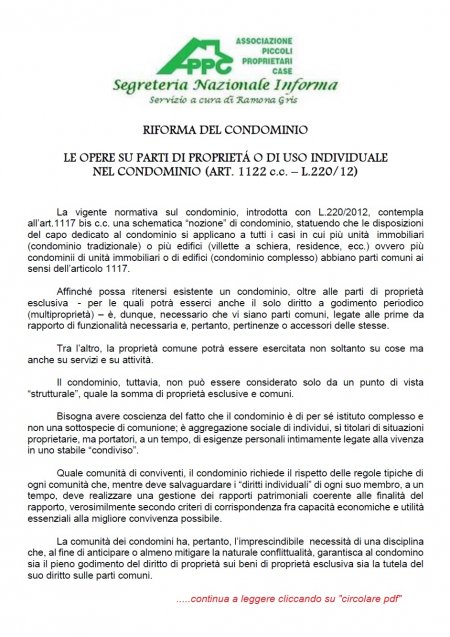 RIFORMA DEL CONDOMINIO